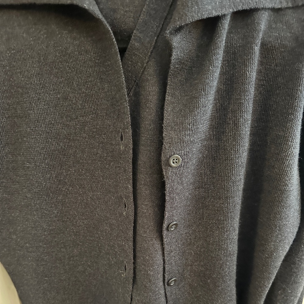 SIMON KNEEN ITALY Sweater Set Charcoal Grey Merino w Vest & Collared Button Down - Picture 4 of 16